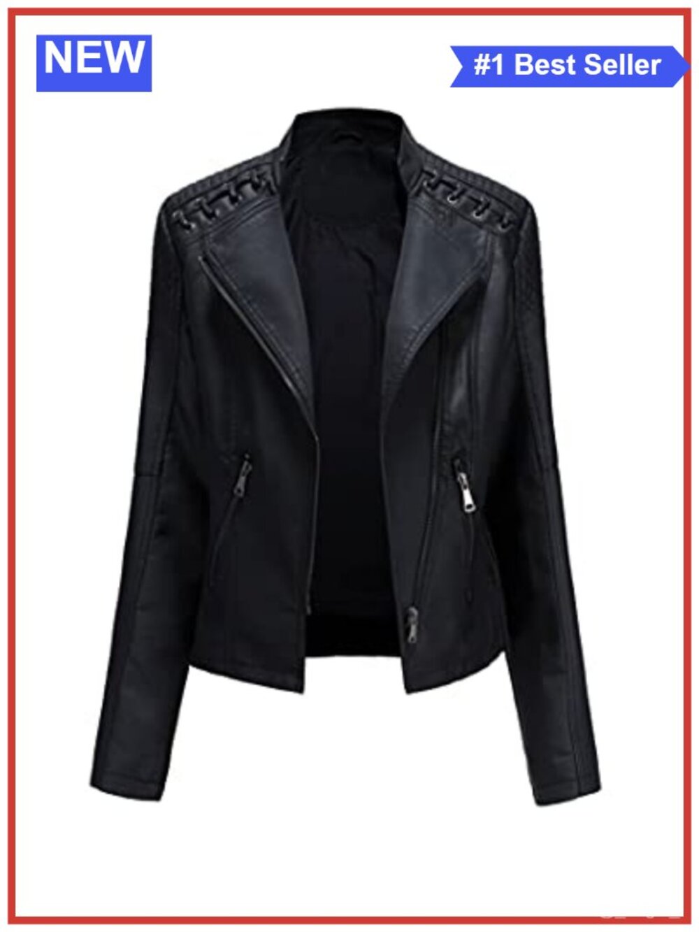 Faux Leather Zipper Punk Motorcycle Biker Short Jacket Coat Women